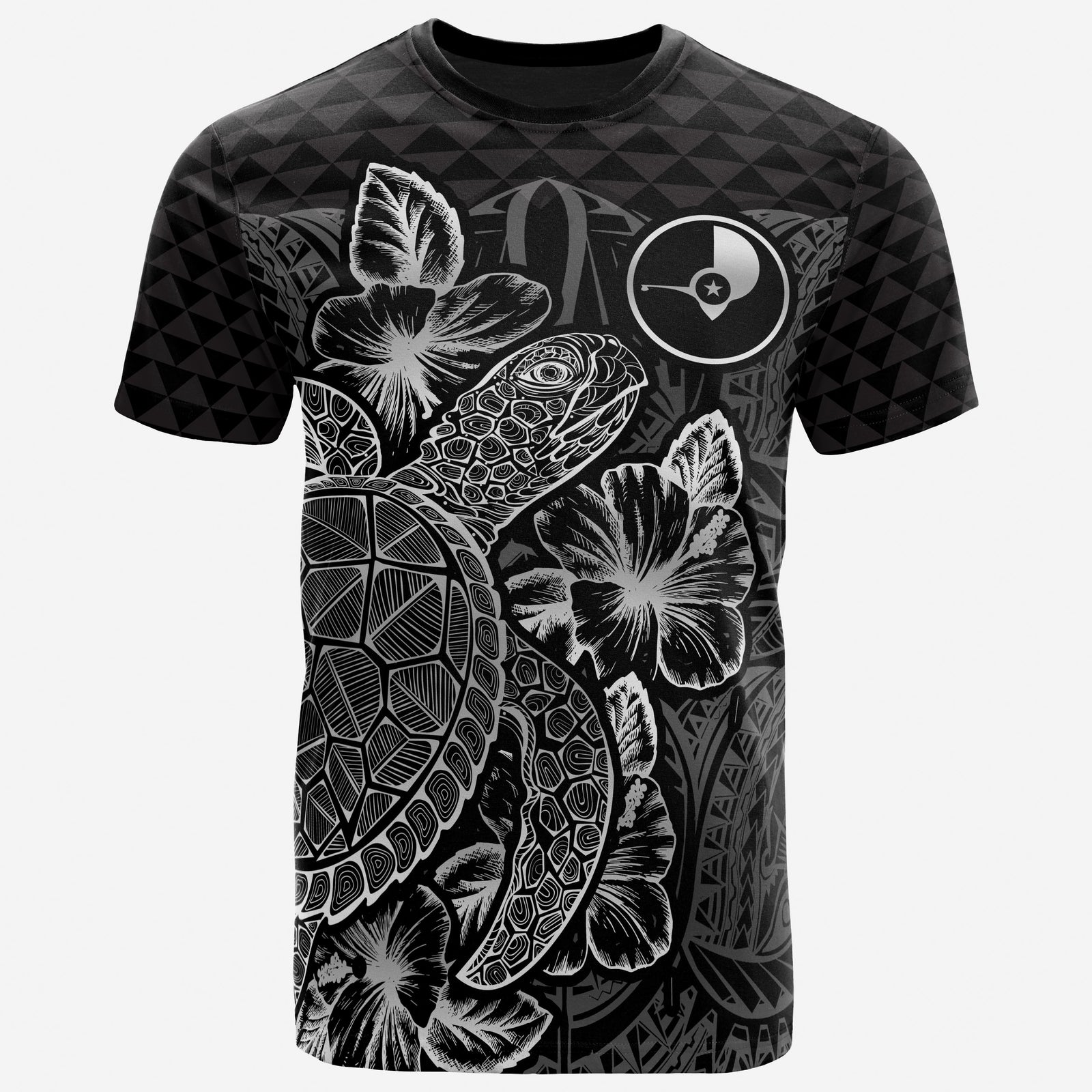 Yap T Shirt Yap Flag Turtle Hibiscus Black Unisex Black - Polynesian Pride