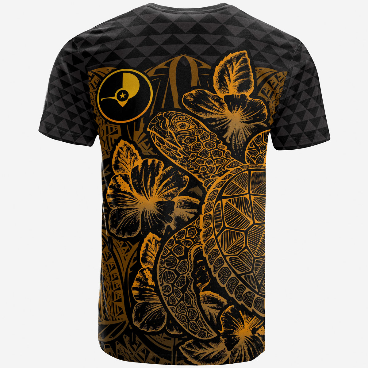 Yap T Shirt Yap Flag Turtle Hibiscus Gold - Polynesian Pride