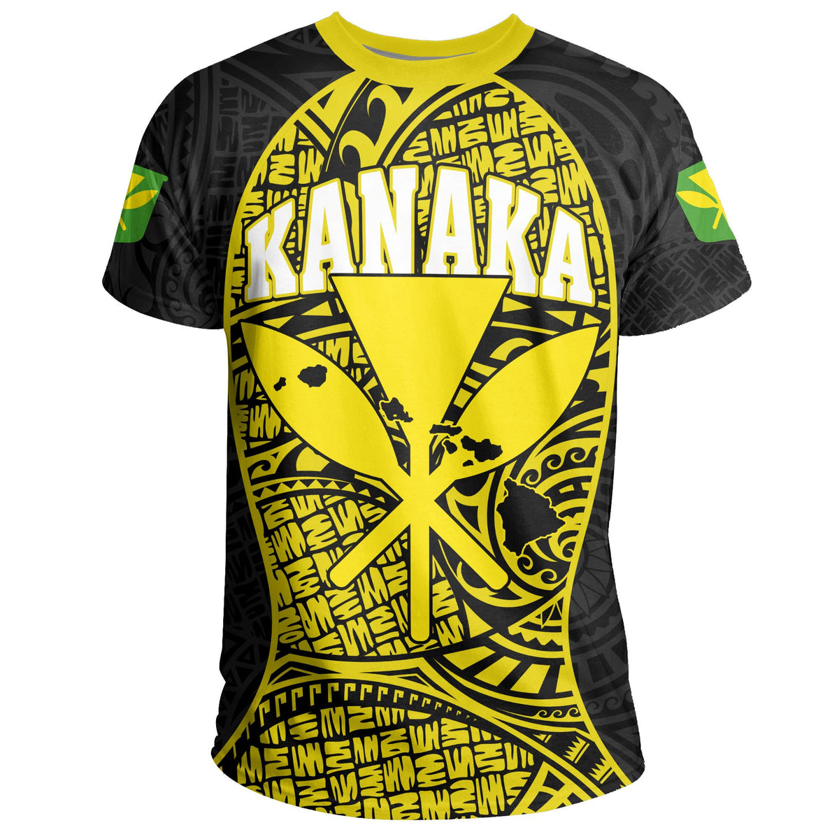 Hawaii Kanaka Map Polynesian T Shirt Yellow Gel Style - Polynesian Pride