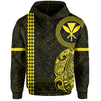 Polynesian Kakau Kanaka Flag of Hawaii Hoodie Yellow - Polynesian Pride