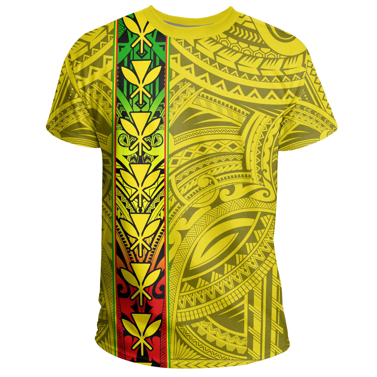 Hawaii Kanaka Flag Polynesian T Shirt Kanaka Maoli Spirit Yellow - Polynesian Pride