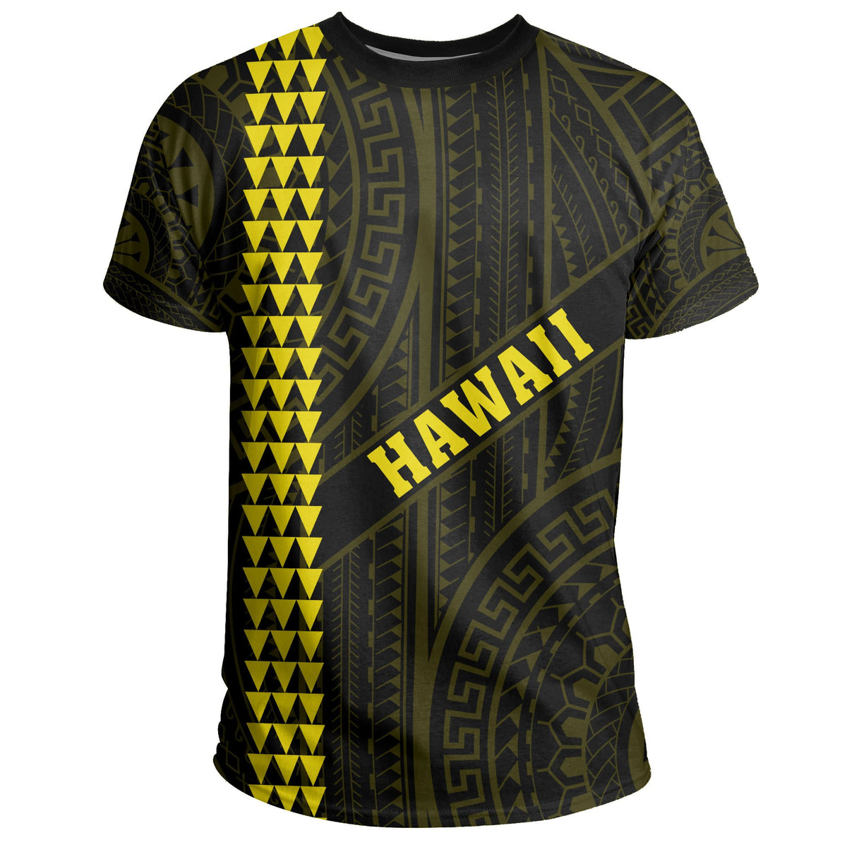 Hawaii Kakau Polynesian Turtle Map T Shirt Ohana Style Yellow - Polynesian Pride