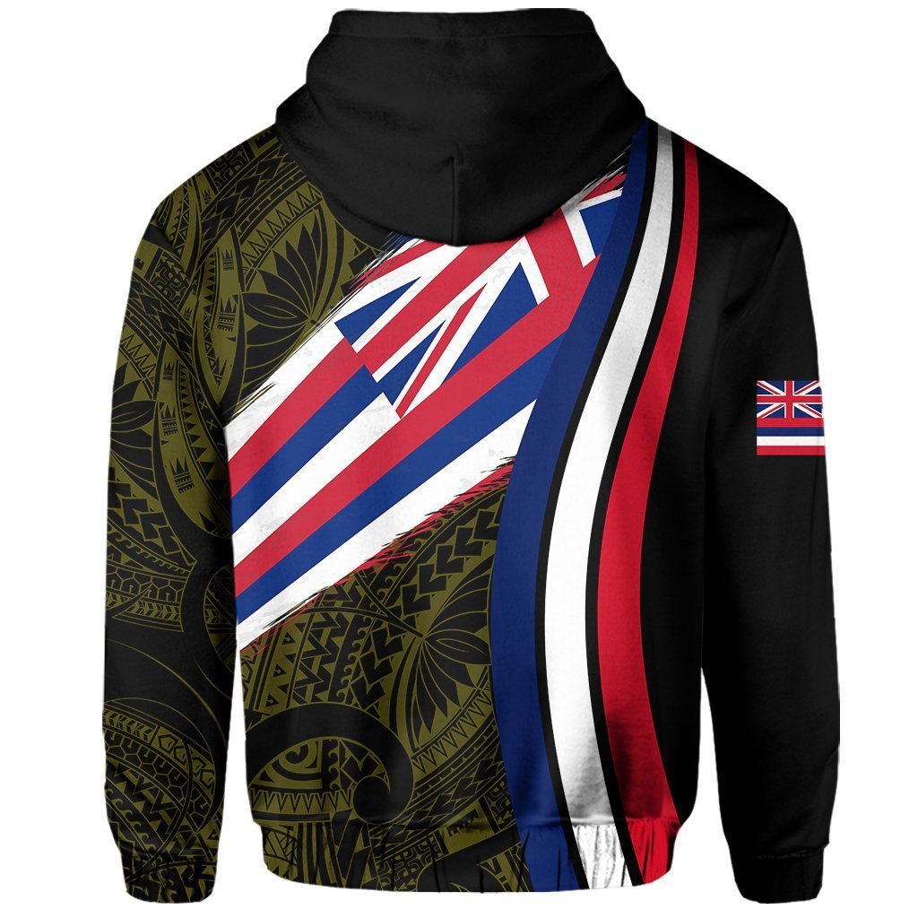 Hawaii Flag Polynesian Hoodie Zip Yellow Ten Style - Polynesian Pride