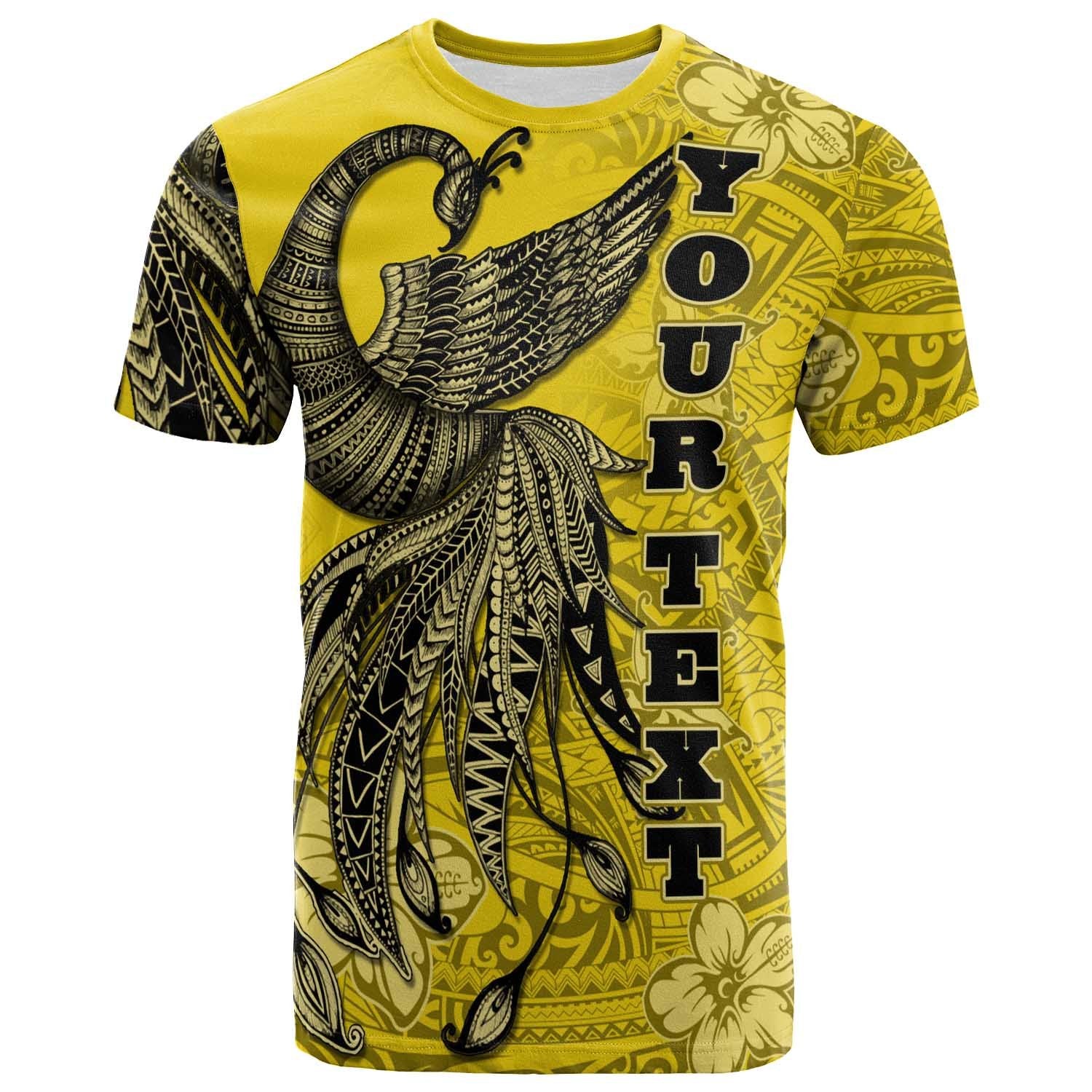 Guam Custom T Shirt Polynesian Phoenix Bird, Fairytales Bird Yellow Unisex Yellow - Polynesian Pride