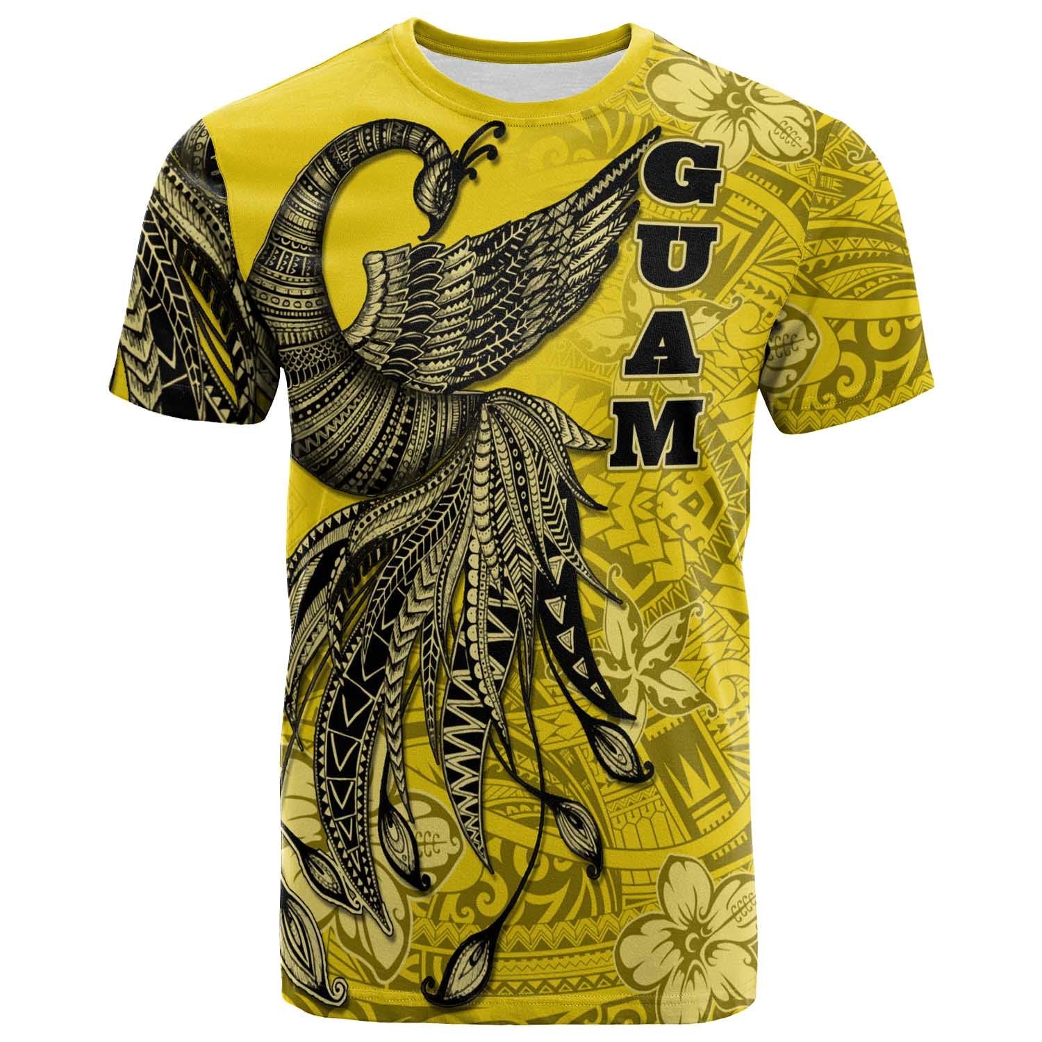 Guam T Shirt Polynesian Phoenix Bird, Fairytales Bird Yellow Unisex Yellow - Polynesian Pride