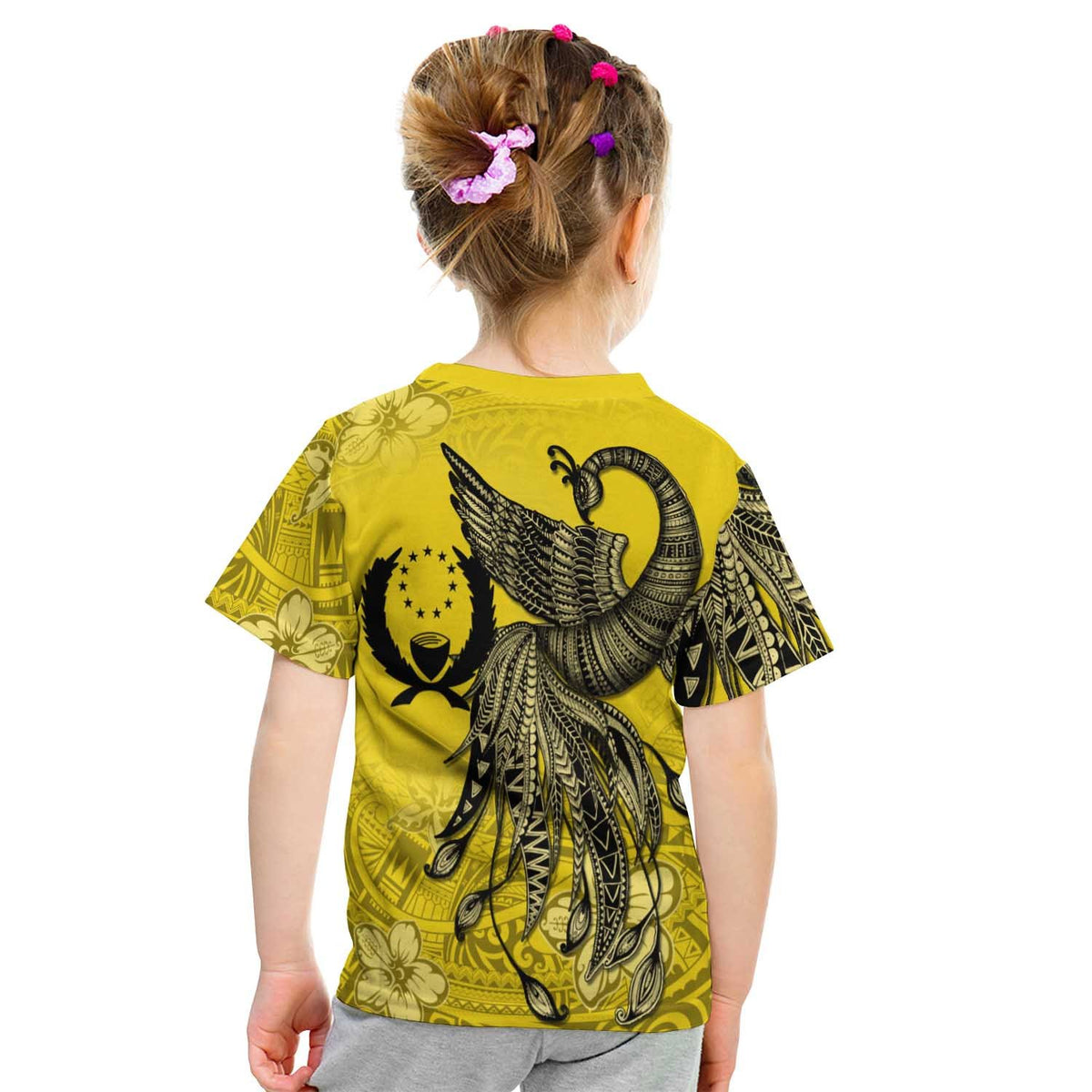 Pohnpei T Shirt Polynesian Phoenix Bird, Fairytales Bird Yellow - Polynesian Pride
