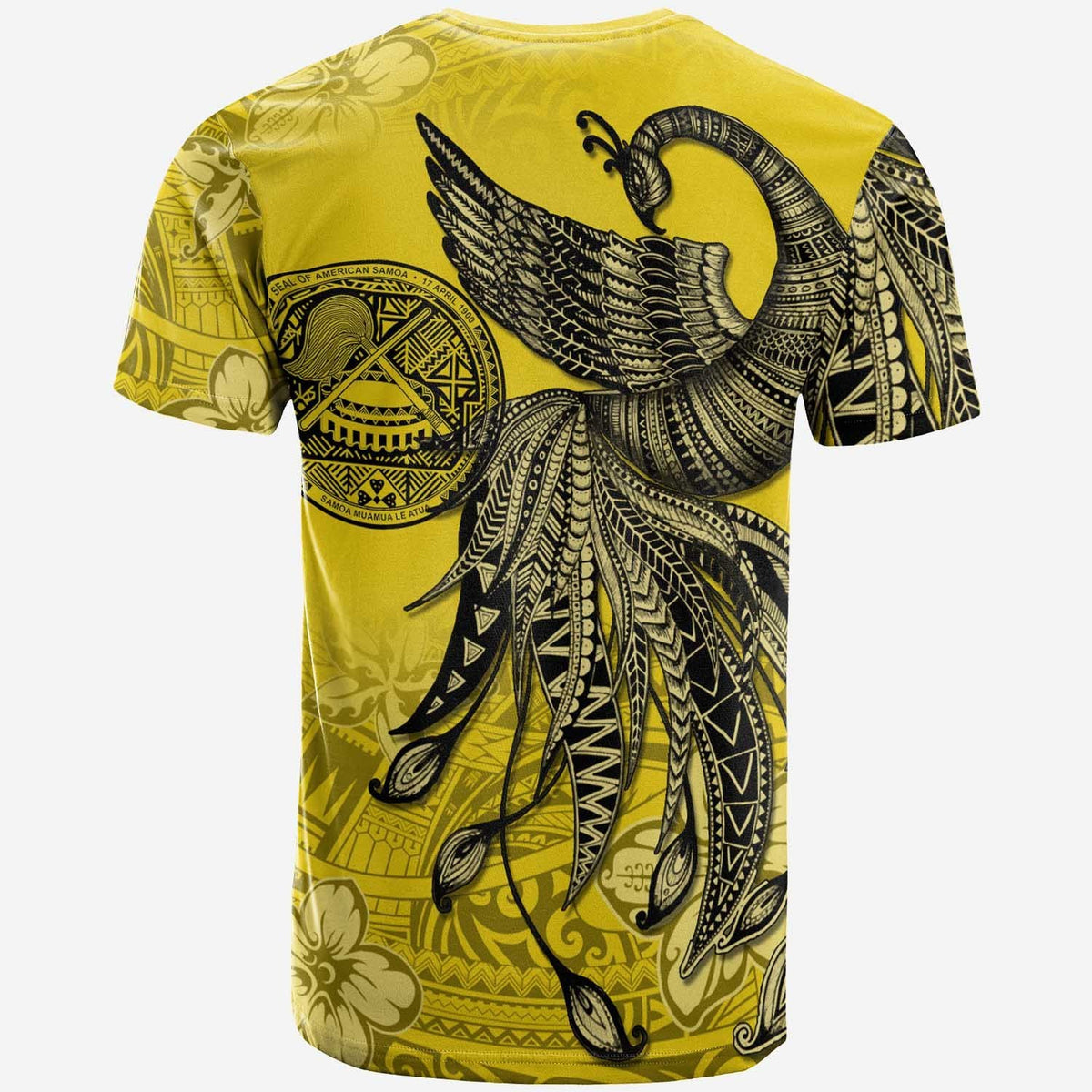 American Samoa Custom T Shirt Polynesian Phoenix Bird, Fairytales Bird Yellow - Polynesian Pride
