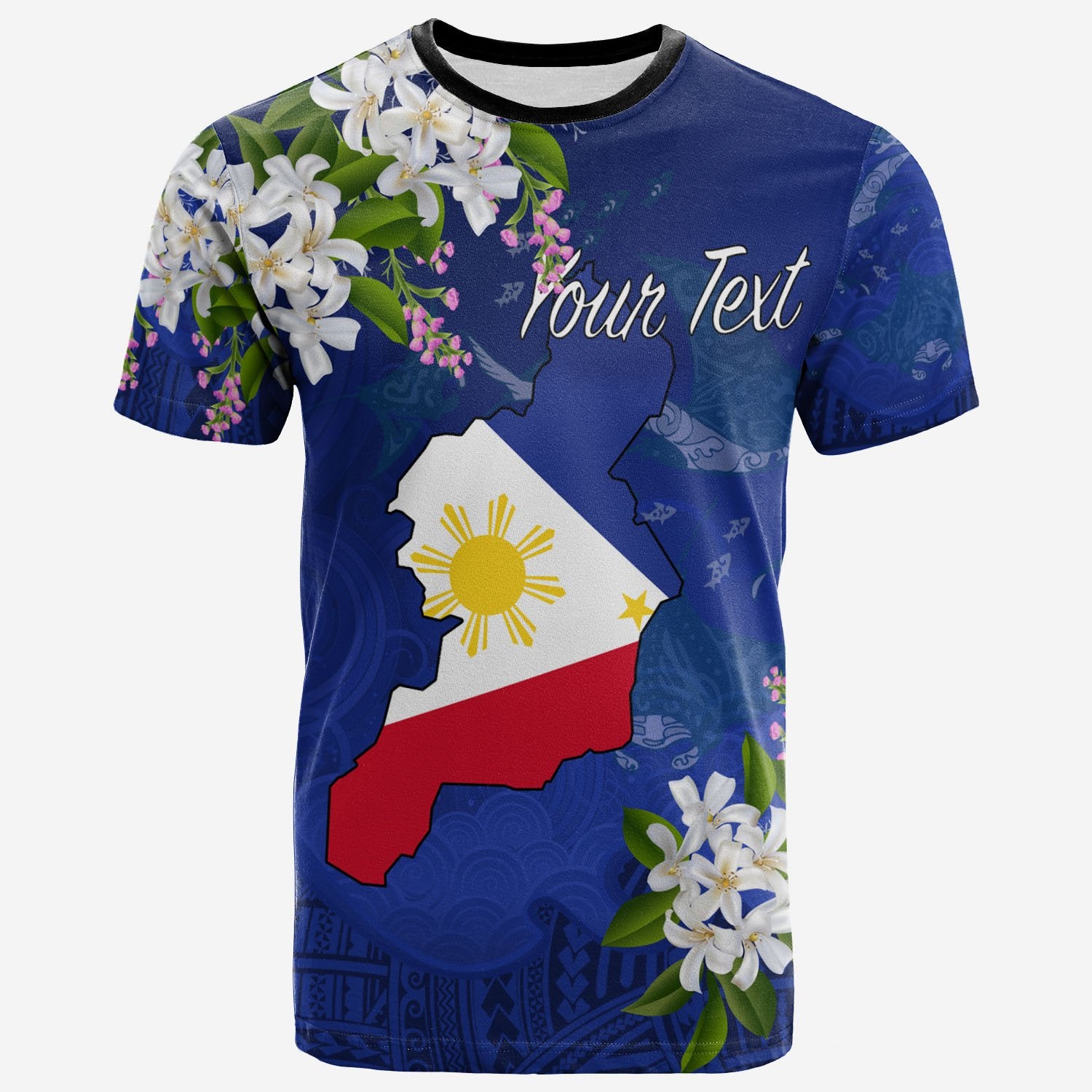 Philippines Custom T Shirt Filipino With Map Unisex Blue - Polynesian Pride