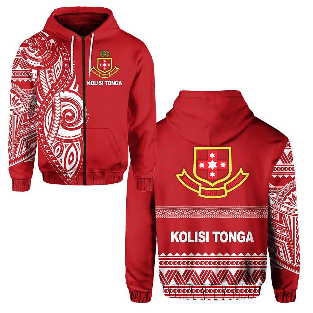 Kolisi Tonga Zip Hoodie Atele Unisex Red - Polynesian Pride