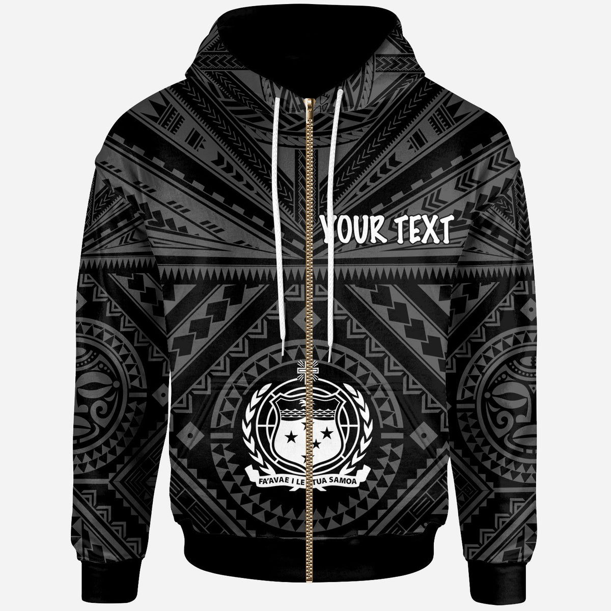 Samoa Custom Zip up Hoodie Samoa Seal In Polynesian Tattoo Style Unisex Black - Polynesian Pride