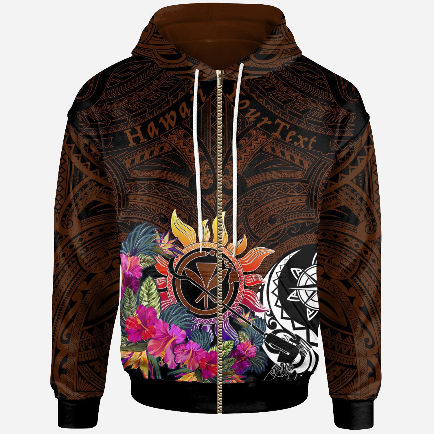 Custom Polynesian Hawaii Kanaka Maoli Hoodie Hibiscus Flowers & Polynesian Patterns Unisex Yellow - Polynesian Pride