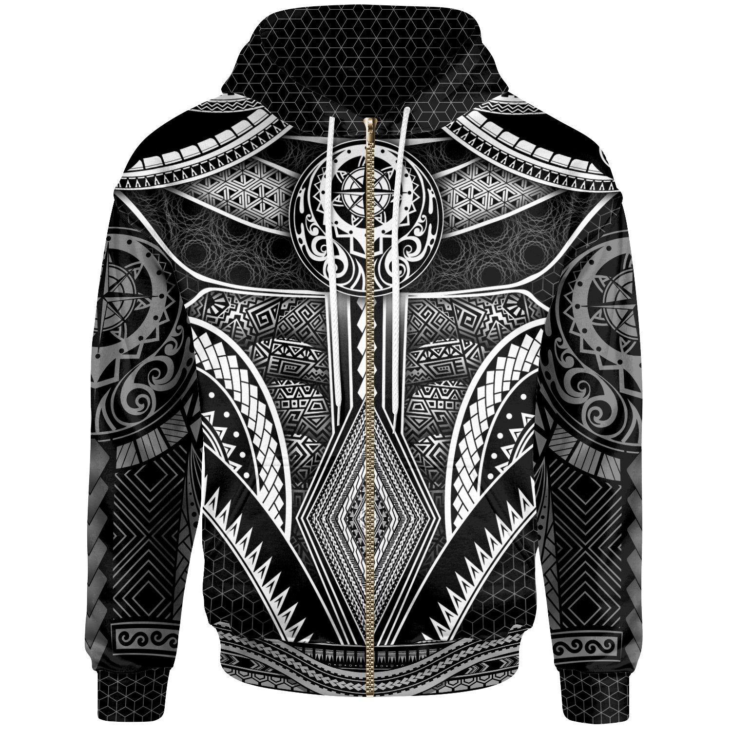 Polynesian Zip up Hoodie Patterns Poly Unique Unisex Black - Polynesian Pride
