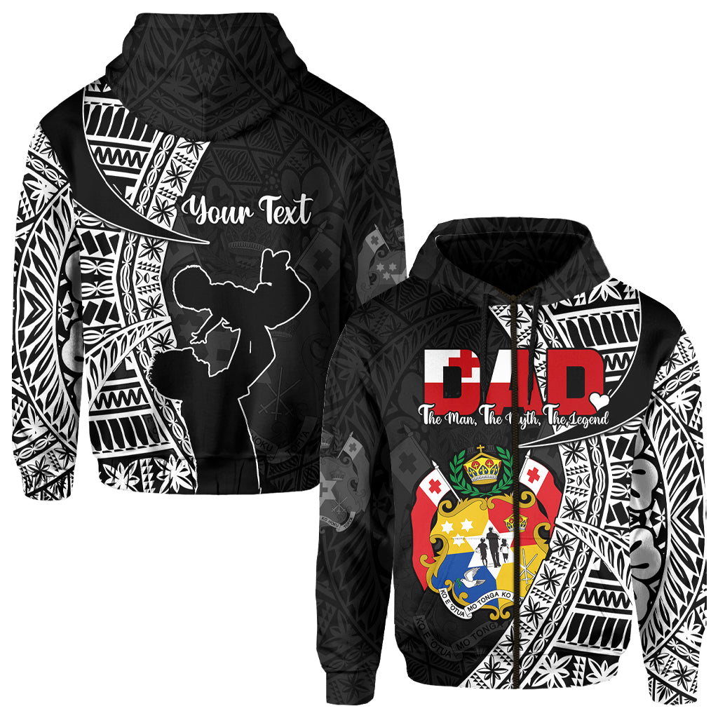Custom Tonga Hoodie Happy Tongan Fathers Day LT13 Zip Hoodie Black - Polynesian Pride