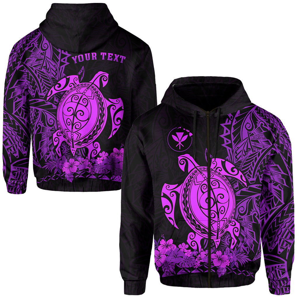 Custom Hawaii Polynesian Zip Hoodie Purple Sea Turtles Hawaiian LT13 Unisex Purple - Polynesian Pride