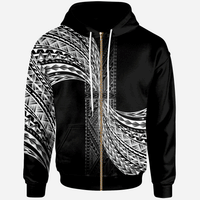 Polynesian Zip Hoodie Polynesian Patterns Unisex Black - Polynesian Pride