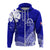 Custom Tonga Kolisi Kuini Salote Hoodie QSC Floral Tapa LT7 Zip Hoodie Blue - Polynesian Pride