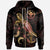 Hawaii Polynesian Zip up Hoodie Turtle With Blooming Hibiscus Gold Unisex Gold - Polynesian Pride