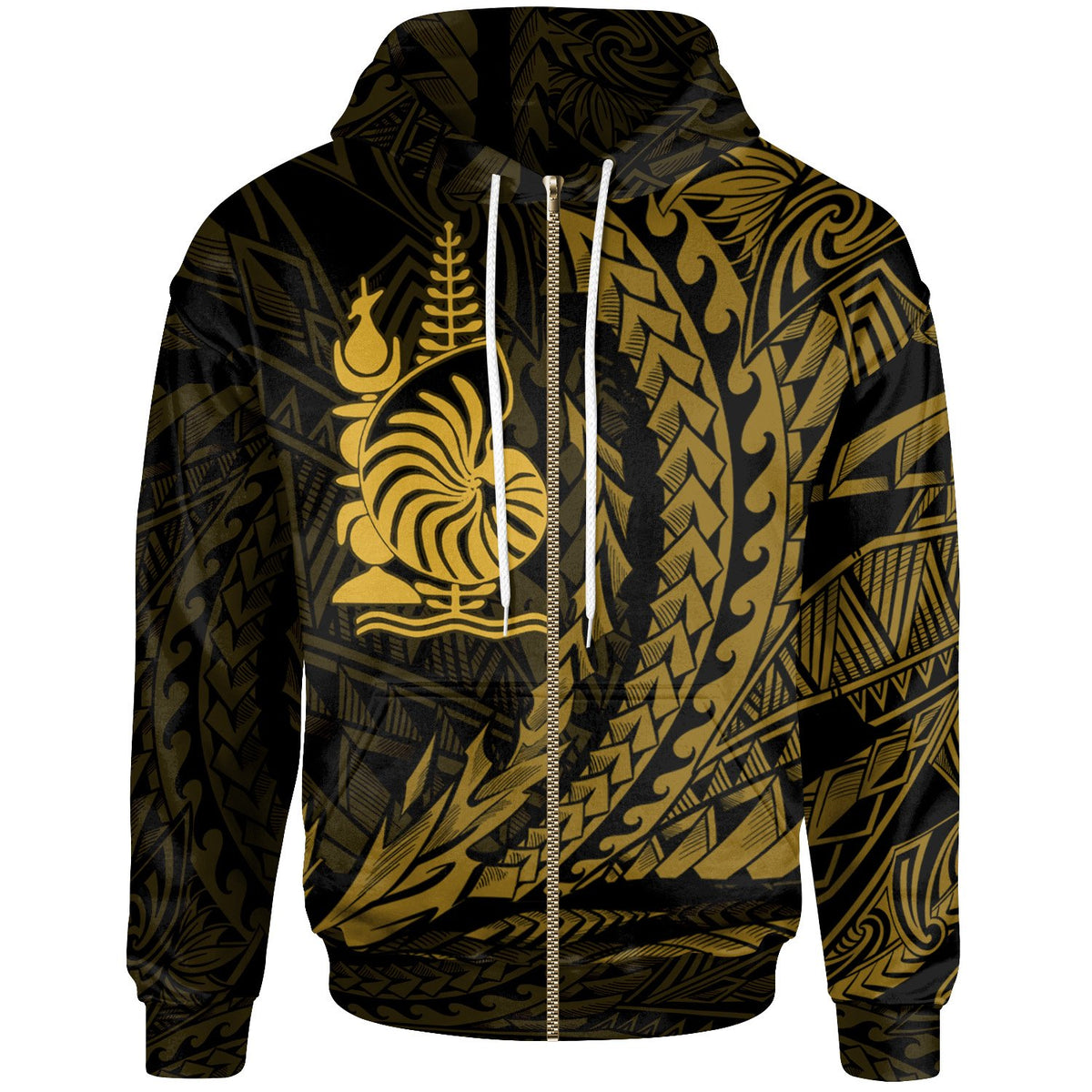 New Caledonia Zip Hoodie Seal New Caledonia Wings Style Unisex Black - Polynesian Pride