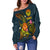 Polynesian Tahiti Women's Off Shoulder Sweater - Legend of Tahiti (Blue) - Polynesian Pride