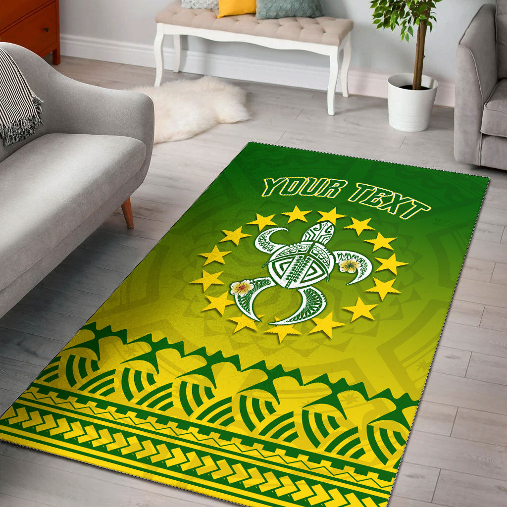 (Custom Personalised) Cook Islands Turtle With Tribal Area Rug - LT12 - Polynesian Pride