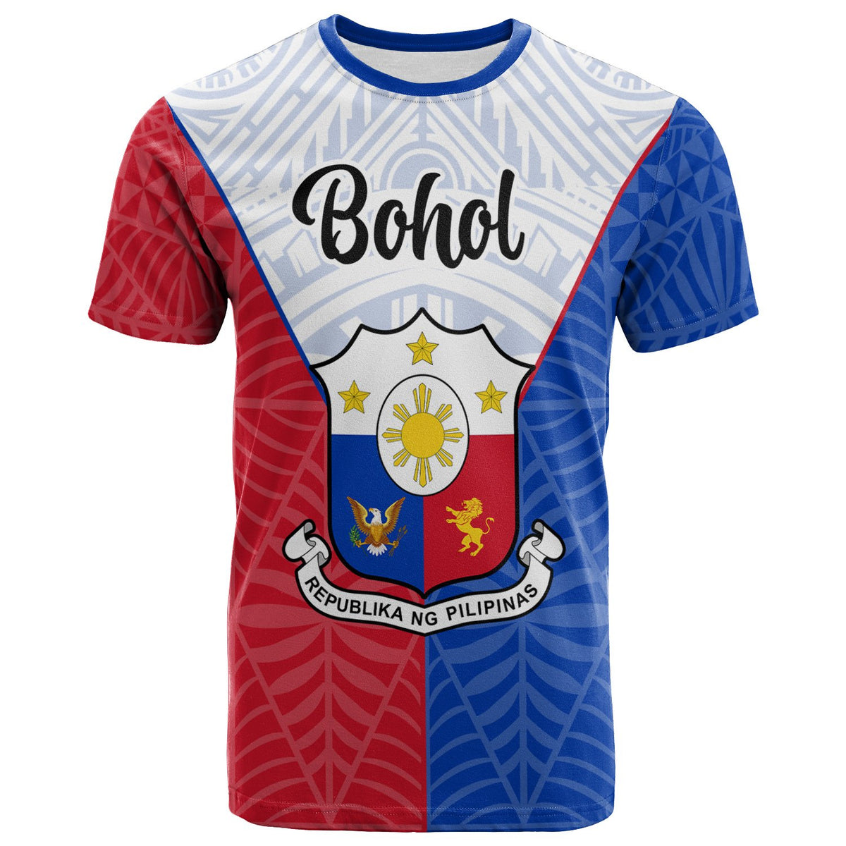 Pilipinas Custom T Shirt Bohol Seal of Pilipinas Style Unisex Blue - Red - Polynesian Pride