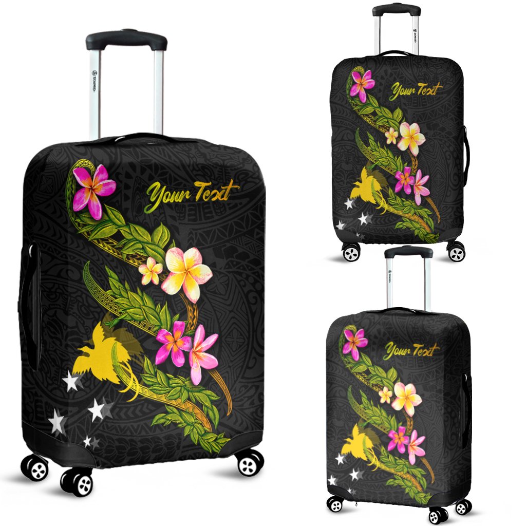 Papua New Guinea Polynesian Custom Personalised Luggage Covers - Plumeria Tribal Black - Polynesian Pride