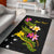 Papua New Guinea Polynesian Custom Personalised Area Rug - Plumeria Tribal Black - Polynesian Pride