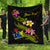 Cook Islands Polynesian Custom Personalised Quilt - Plumeria Tribal Black - Polynesian Pride