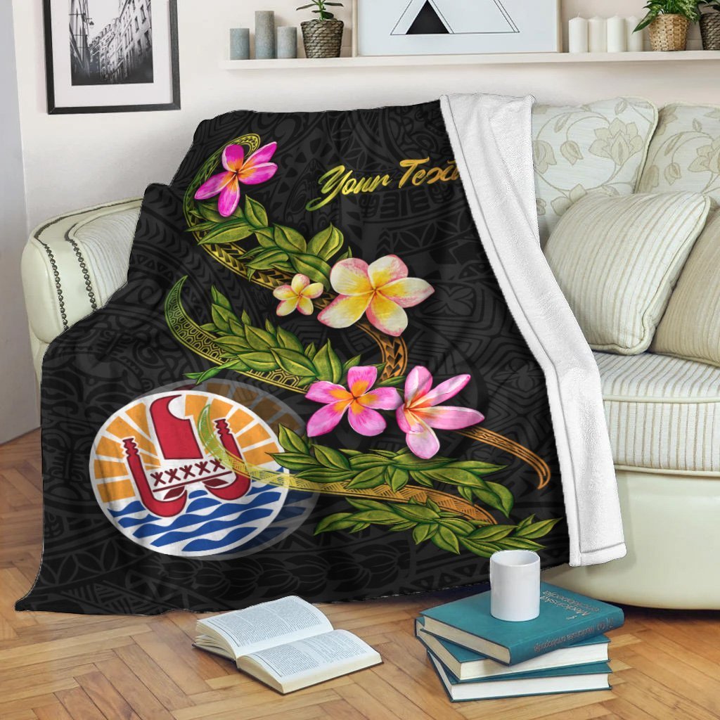 Tahiti Polynesian Custom Personalised Blanket - Plumeria Tribal White - Polynesian Pride