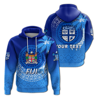 Custom Fiji Tapa Tribal Coconut Tree Hoodie LT12 Hoodie Blue - Polynesian Pride