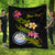 Marshall Islands Polynesian Custom Personalised Quilt - Plumeria Tribal Black - Polynesian Pride