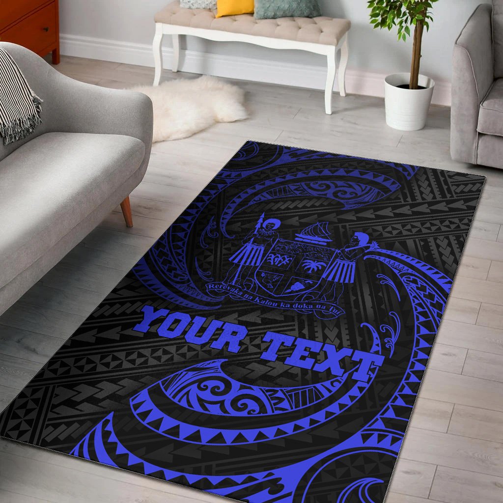 Fiji Polynesian Custom Personalised Area Rug - Blue Tribal Wave Blue - Polynesian Pride