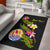 Tahiti Polynesian Custom Personalised Area Rug - Plumeria Tribal Black - Polynesian Pride