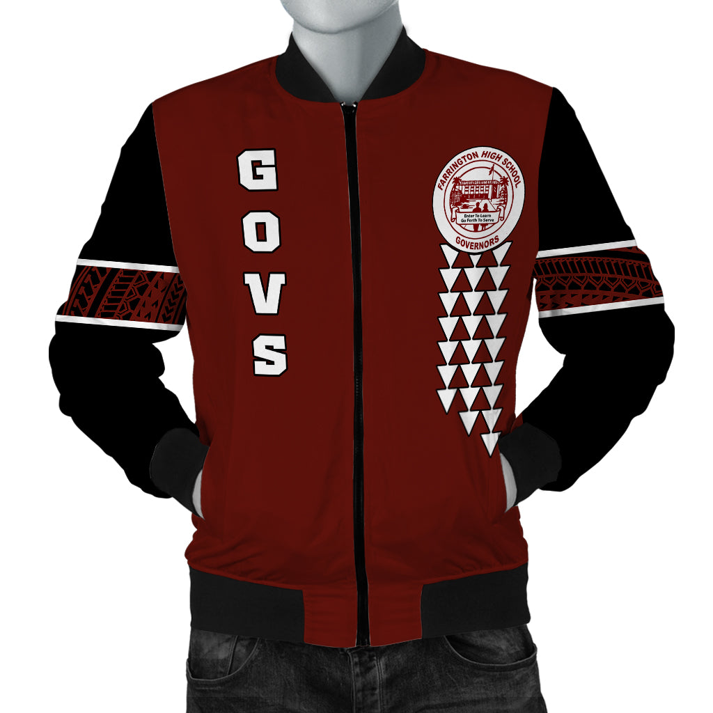 (Personalized) Hawaii Bomber Jacket - Farrington High Custom Your Class Bomber Jacket Maroon LT12 Maroon - Polynesian Pride