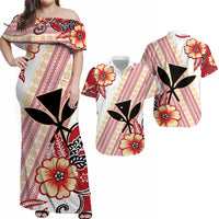 Hawaii Matching Dress and Hawaiian Shirt Kakau Tribal Red Batik Floral Ver.02 LT13 Red - Polynesian Pride