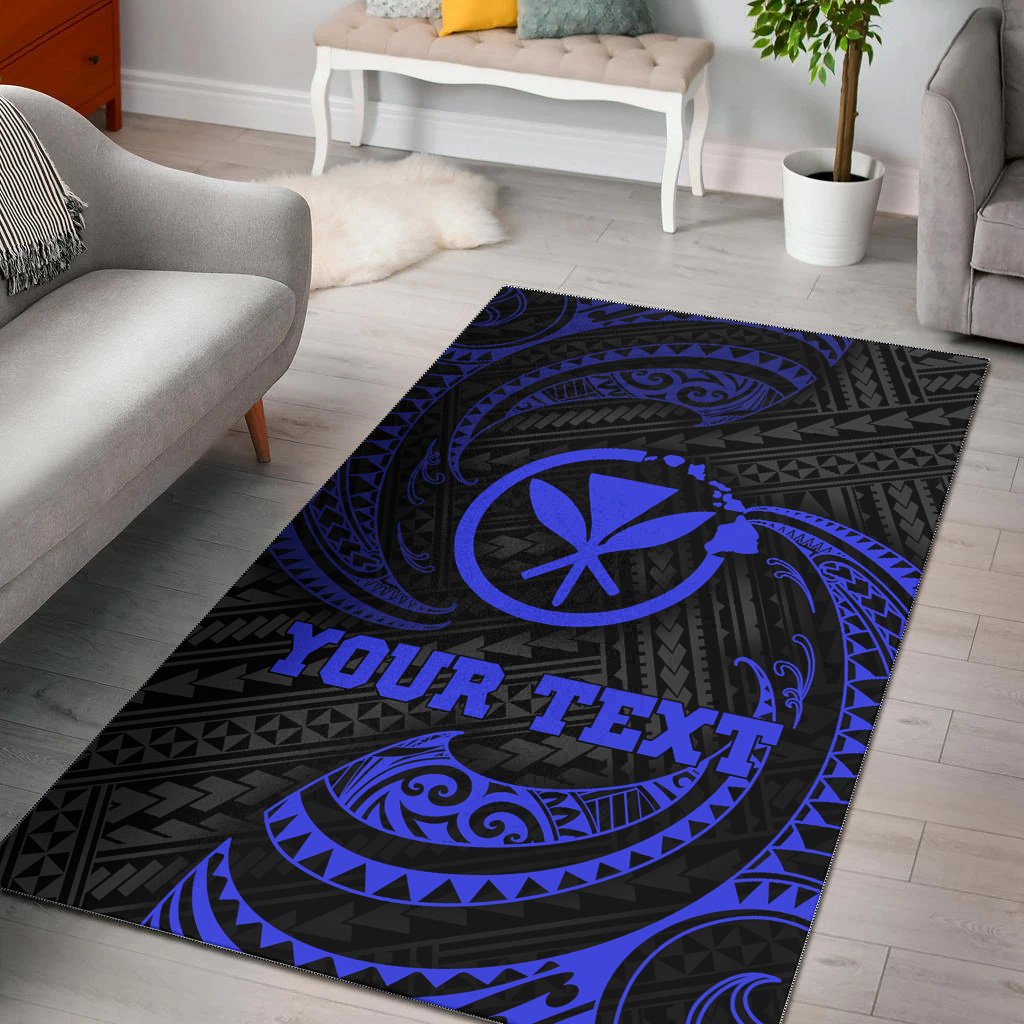 Hawaii Polynesian Custom Personalised Area Rug - Blue Tribal Wave Blue - Polynesian Pride