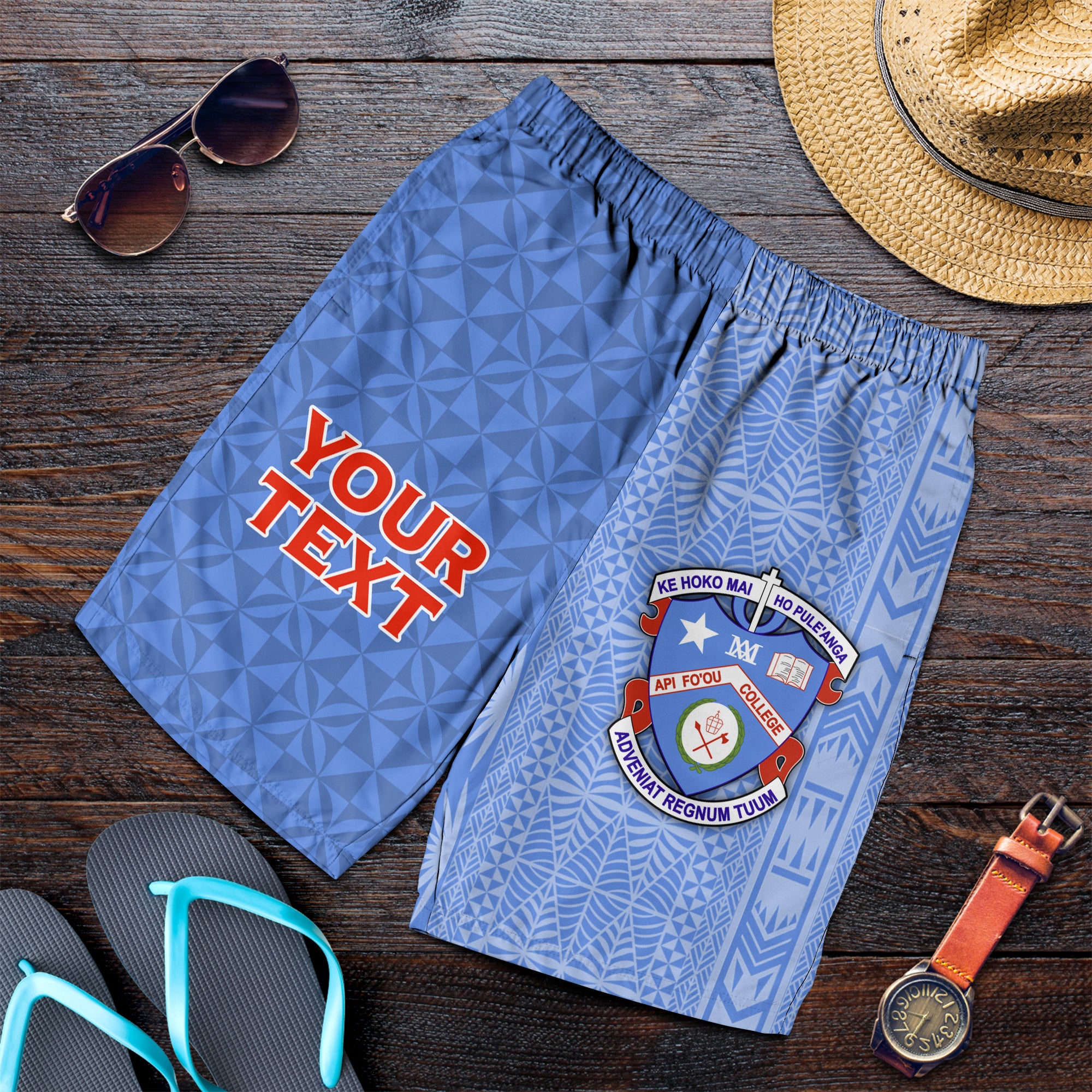 (Custom Personalised) Tonga Apifo'ou College Men's Short - Tongan Tribal - LT12 Blue - Polynesian Pride