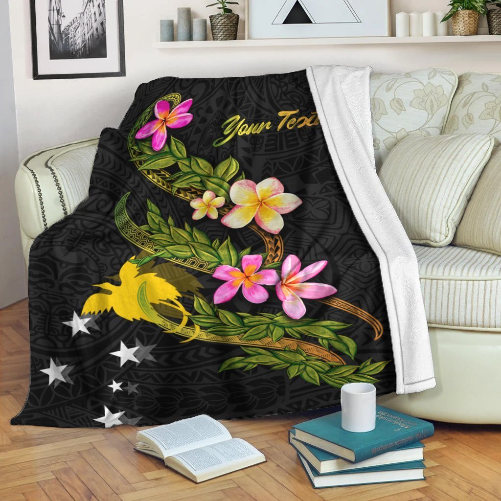 Papua New Guinea Polynesian Custom Personalised Blanket - Plumeria Tribal White - Polynesian Pride