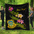 Tuvalu Polynesian Custom Personalised Quilt - Plumeria Tribal Black - Polynesian Pride