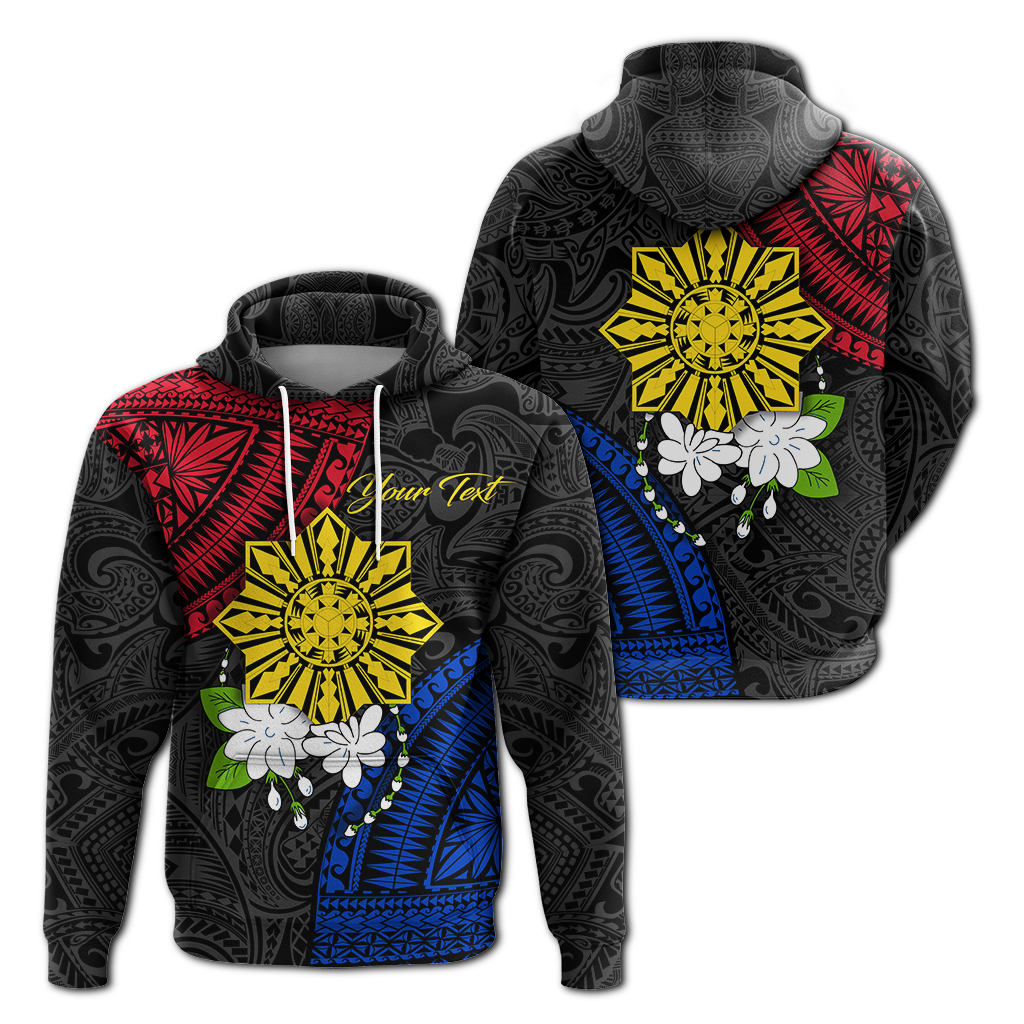 Custom Philippines Sampaguita Filipino Sun Hoodie LT12 Hoodie Black - Polynesian Pride