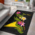 Tokelau Polynesian Custom Personalised Area Rug - Plumeria Tribal Black - Polynesian Pride