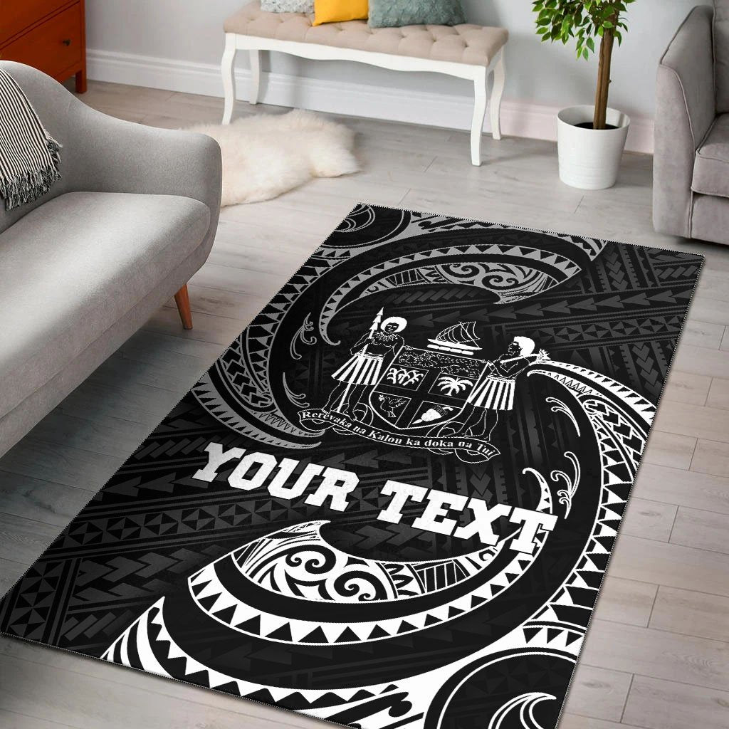 Fiji Polynesian Custom Personalised Area Rug - White Tribal Wave White - Polynesian Pride