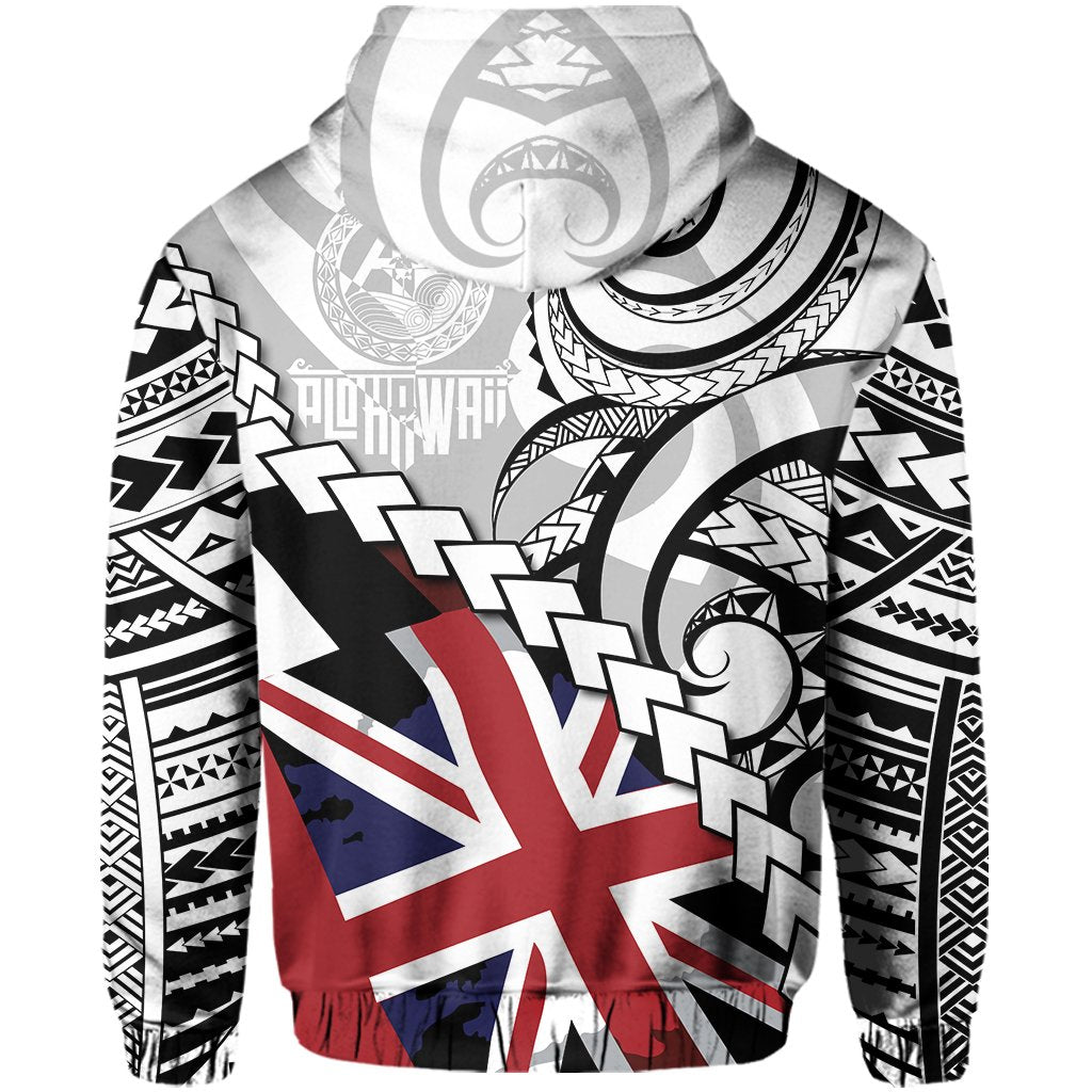 Polynesian Kakau Flag of Hawaii Zip Hoodie - Polynesian Pride
