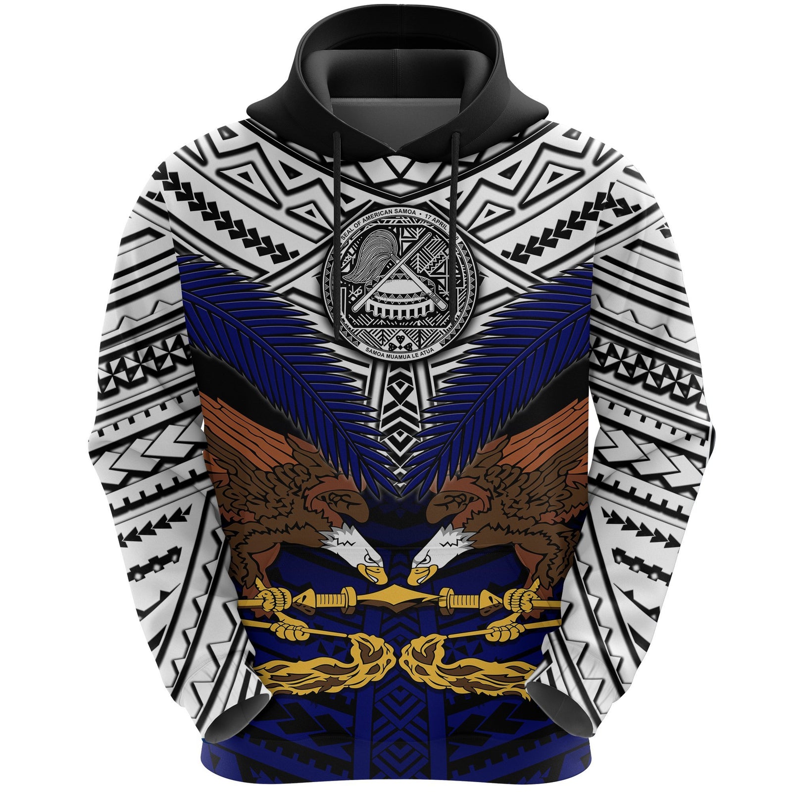 Seal of American Samoa Hoodie Eagle Unisex Blue - Polynesian Pride