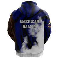 American Samoa Zip Hoodie Bald Eagle Powerful - Polynesian Pride