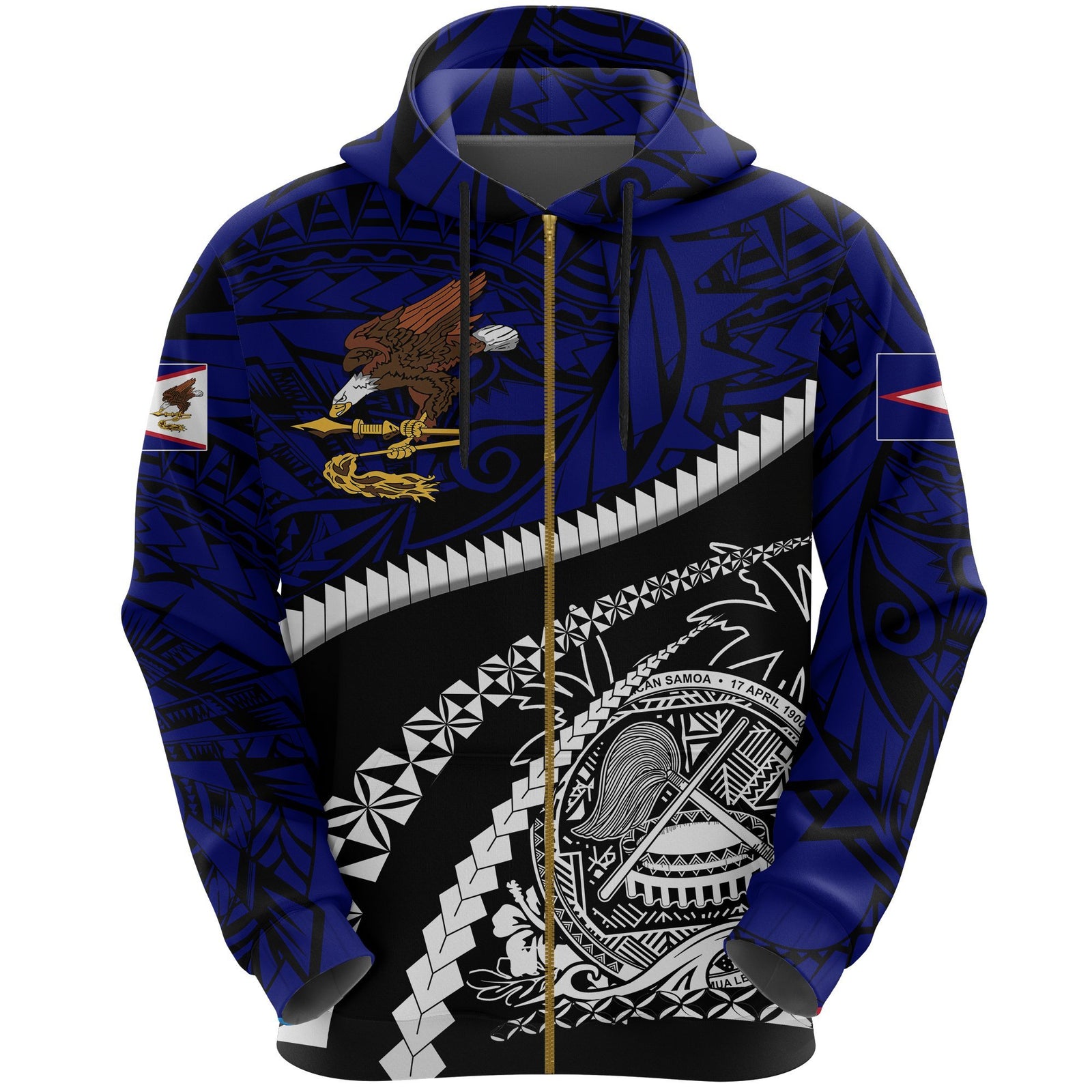American Samoa Zip up Hoodie Road To Hometown Unisex Blue - Polynesian Pride