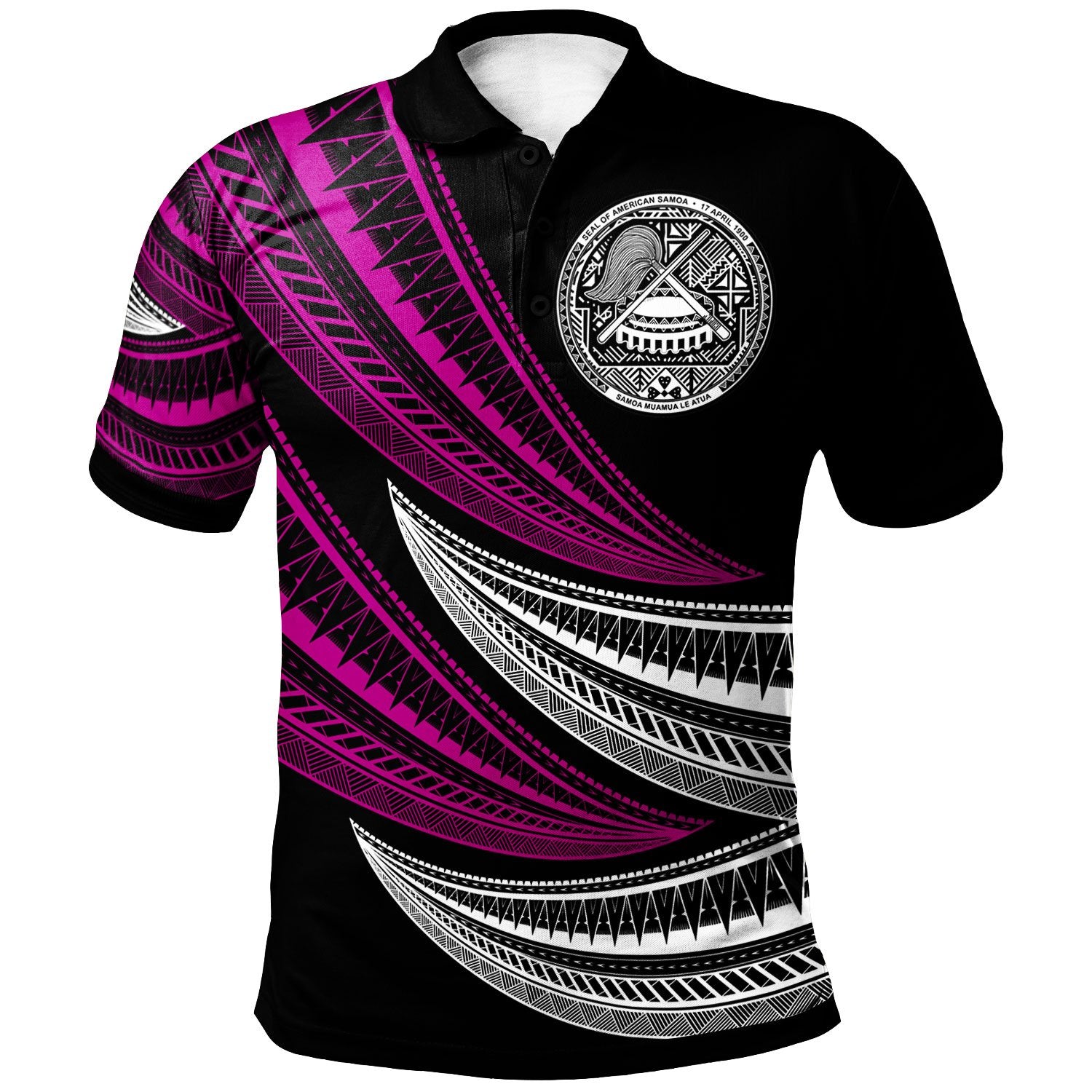 American Samoa Custom Polo Shirt Wave Pattern Alternating Purple Color Unisex Purple - Polynesian Pride