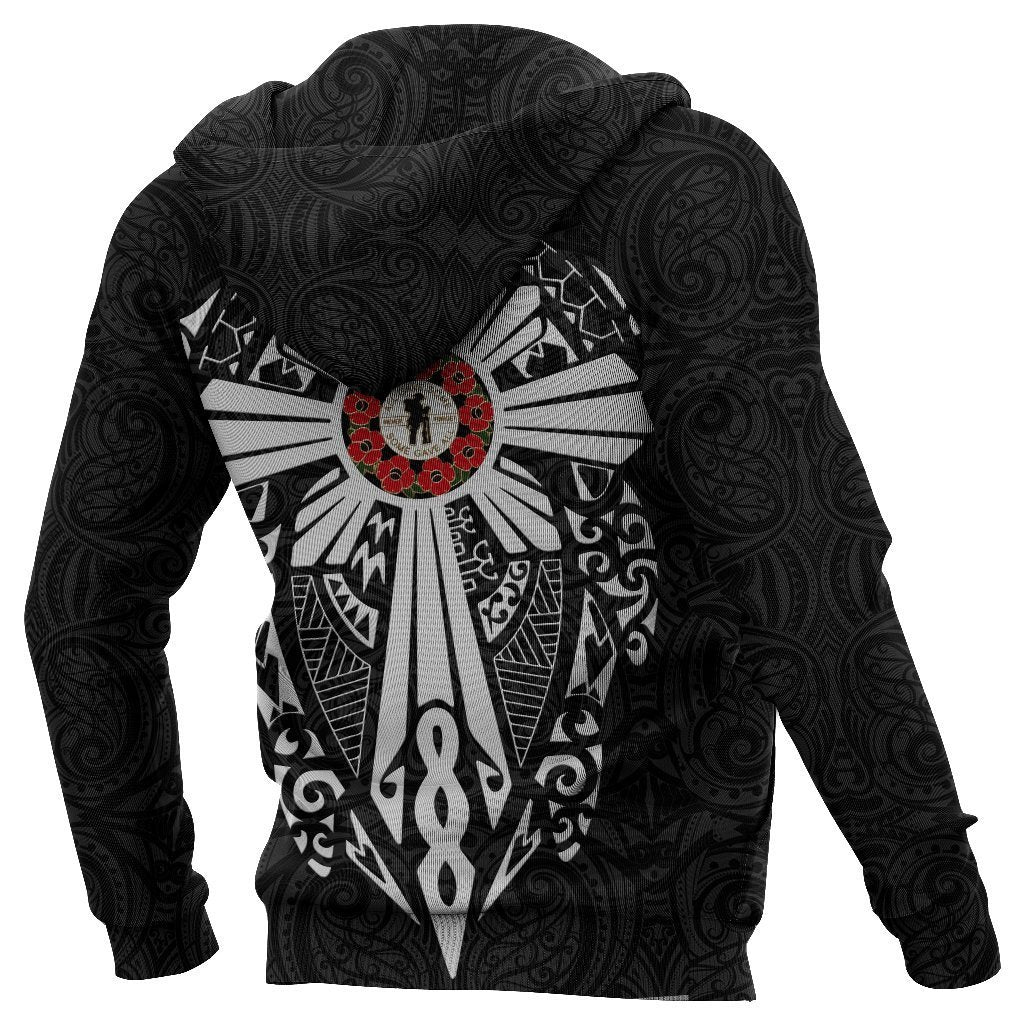 New Zealand ANZAC Hoodie, Lest We Forget Maori Cross Tattoo Pullover Hoodie - Polynesian Pride