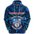 Custom Kolisi Apifoou College Tonga Zip Hoodie Blue, Custom Text and Number - Polynesian Pride