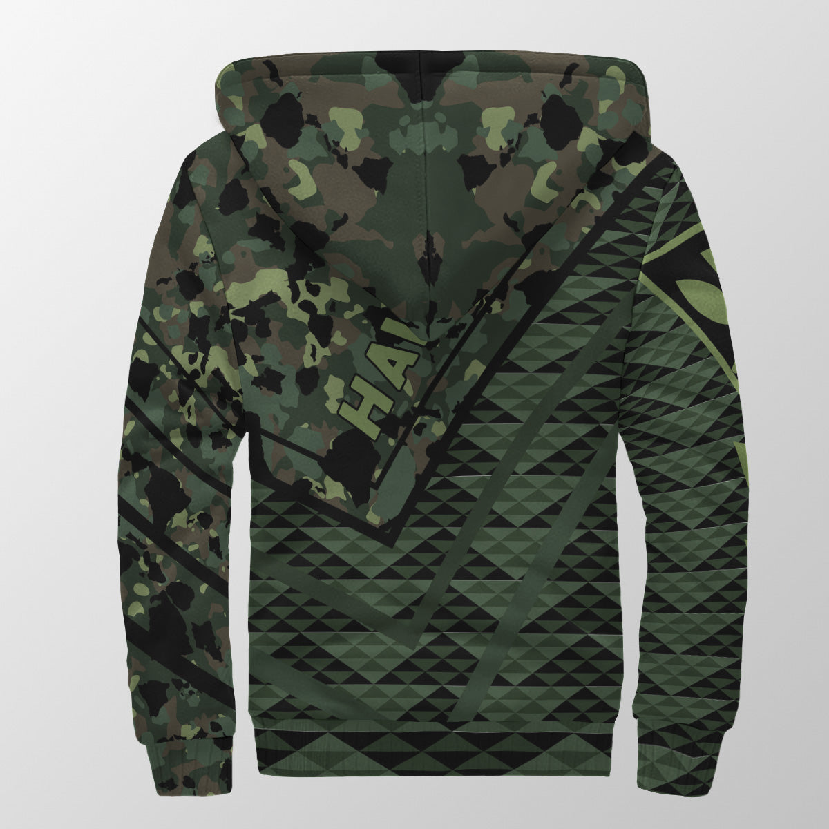 Hawaii Army Niho Mano Sherpa Hoodie - Camo Map LT8 - Polynesian Pride